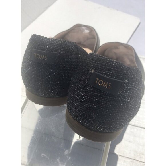 TOMS Jutti d'Orsay Black Flat, Slip On Women's Shoes Sz 7 EU 37.5 EUC Glitter - Picture 10 of 16